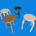 Dining Stools In Various Colors And Materials With Simple Design On Blue Background