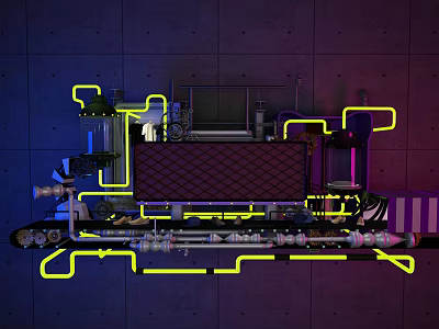 Detailed Industrial Equipment Structure With Pipes Wiring And Mechanical Components 3d model