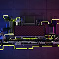 Detailed Industrial Equipment Structure With Pipes Wiring And Mechanical Components