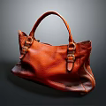 Classic Brown Leather Handbag With Sturdy Handles Metal Buckles And Smooth Finish