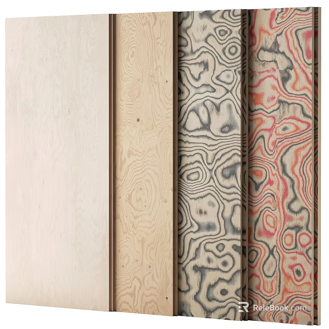 Wood Panels With Various Textures Natural Wood Gray And Red Patterns For Interior Design 3d model 