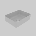 Modern White Square Ceramic Countertop Wash Basin with Smooth Surface and Central Drainage Hole