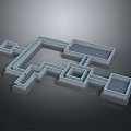 Cartoon Style Maze 3D Model With Geometric Paths Platforms And Pools 3d model