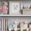 Cute Decorative Ornament Set With Unicorn Bear Deer Rabbit Figurines Frames And Storage Boxes 3d model