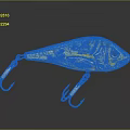 Colorful Fish Shaped Fishing Lure With Blue Yellow Gradient And Hooks
