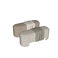 Modern Living Room Sofa Bench With Soft Fabric Beige Brown And Striped Blanket Design