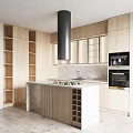 Modern Kitchen Interior Featuring Wooden Cabinets Marble Countertop Island And Appliances