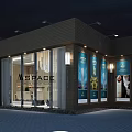 Modern Sales Office Interior With Chandeliers Model Buildings And Floor to Ceiling Windows Night View