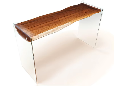 Elegant Modern Curved Wooden Top Flower Stand With Transparent Acrylic Legs 3d model