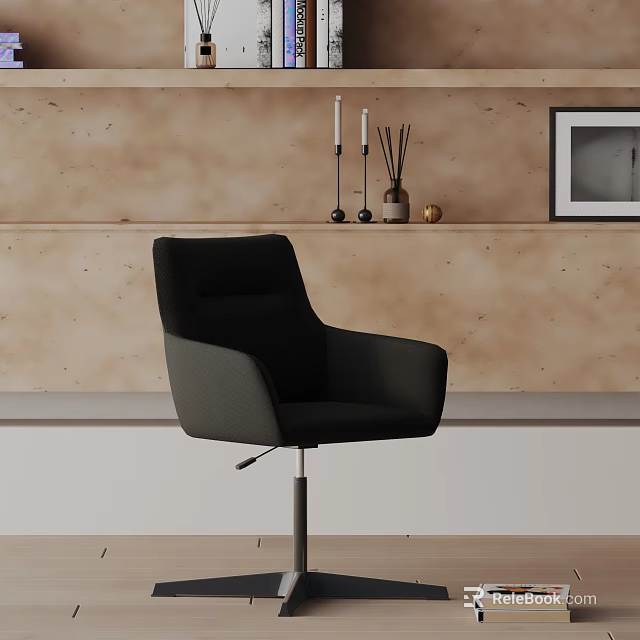 Modern Black Office Chair With Ergonomic Design And Swivel Function For Home Office 3d model 