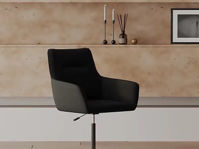 Modern Black Office Chair With Ergonomic Design And Swivel Function For Home Office 3d model