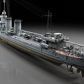 Old Warship With Rusted Hull And Naval Equipment On Deck 3d model