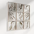 Abstract Paintings Showcasing Wavy Lines Textured Patterns And Neutral Tones In Grid Layout 3d model
