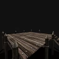 Ancient Architecture Wooden Platform Featuring Spiked Tops And Stairs Structure 3d model