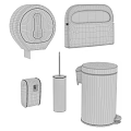 Modern Bathtub in Contemporary Bathroom with Toilet Paper Holder Tissue Box Brush and Trash Can
