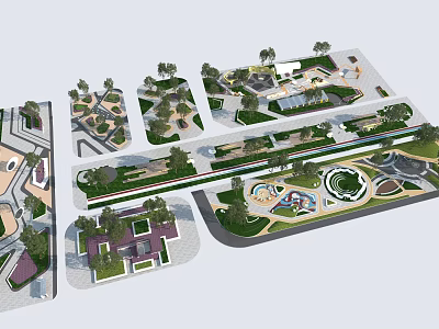 Park Landscape Design With Multiple Zones Green Spaces Walking Paths And Recreational Areas 3d model