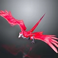 Red Dragon Like Creature Flying With Spread Red Wings White Head Against Dark Background Reflection 3d model