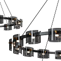 Modern Geometric Chandelier With Square Glass Modules And Metal Hanging Frames Design 3d model