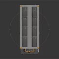 Industrial Equipment Unit With Gray Body Top Square Modules Yellow Fan And Warning Labels
