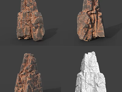 Natural Stone With Cracked Surfaces In Various Shapes Rough Textures And Brown White Colors 3d model
