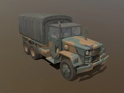 Military Style Large Utility Vehicle with Camouflage Paint and Canvas Cover 3d model