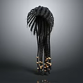 Game Movie Character Long Black Dreadlocks Hairstyle With Golden End Decorations
