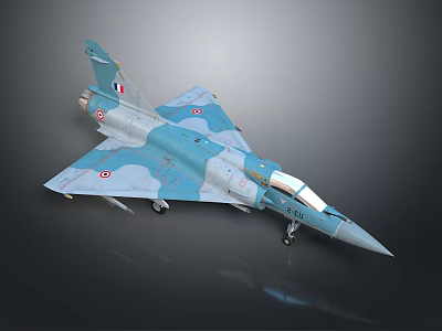 Detailed Spacecraft Model With Blue Gray Camouflage And Red Insignia For Cosmic Exploration 3d model