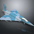 Detailed Spacecraft Model With Blue Gray Camouflage And Red Insignia For Cosmic Exploration
