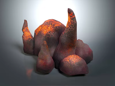 Wood and Stone Sculptural Art with Textured Spire Structures and Earthy Tones 3d model