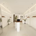 Modern Clothing Store Interior With Mirrors Clothes Racks Potted Plants And Bright Lighting Display Stand