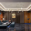 Luxury KTV Interior Design With Comfortable Sofa Chandelier Lighting And TV Screen