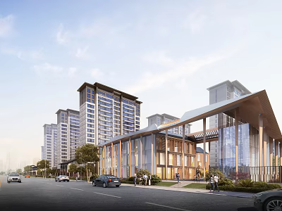 Modern High Rise Residential Buildings By Urban Road 3d model