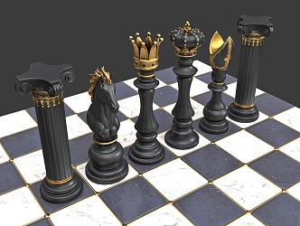 PBR Next Generation Chess Pieces Chessboard Chess Games Chess Games Entertainment Games Chess and Cards Scene Material 3d model