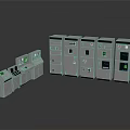 Industrial Electrical Control Panels And Cabinets With Digital Displays Control Buttons And Green Indicators