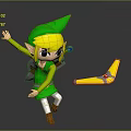 Legend of Zelda Character Link in Green Tunic With Blonde Hair and Boomerang