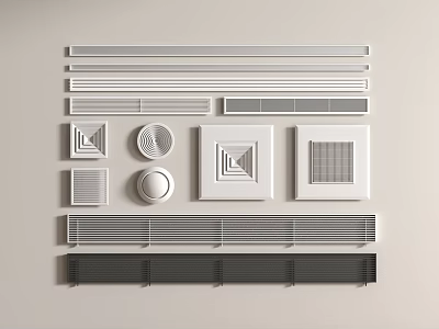 Air Conditioner Vents With Various Designs Different Shapes White And Black For Interior 3d model