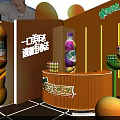Orange Themed Exhibition Booth With Beverage Products And Brand Display Elements