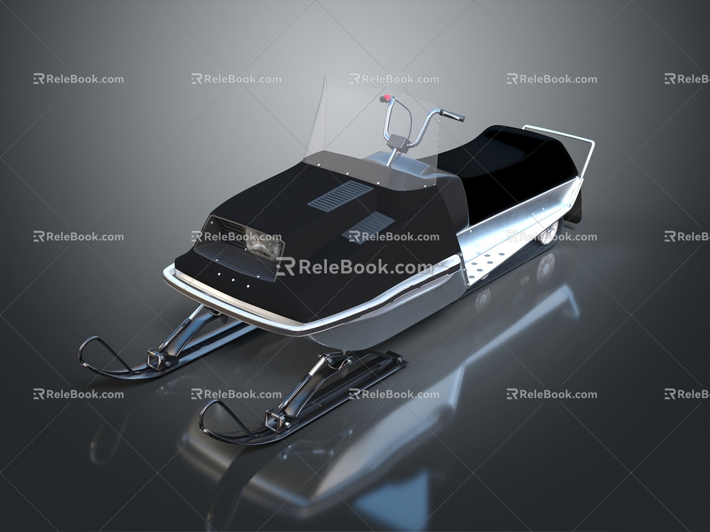 Modern Sleigh Snowmobile Ski Car Cartoon Sleigh 3d model