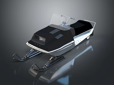Modern Black Snowmobile Recreational Equipment With Transparent Windshield Comfortable Seating And Ski Like Base 3d model
