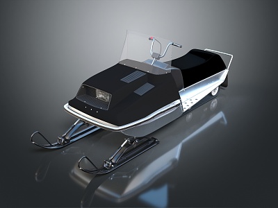 Modern Sleigh Snowmobile Ski Cartoon Sleigh 3d model