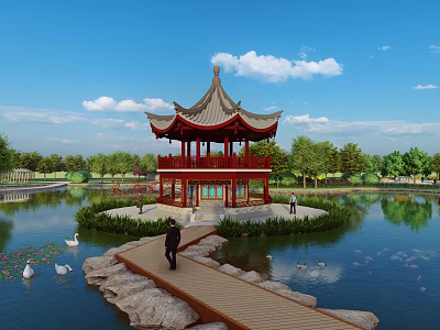 Chinese Double Octagonal Pavilion 3d model