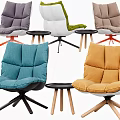 Modern Multicolor Accent Leisure Chairs With Round Side Tables And Stylish Bases