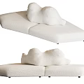 Modern Abstract Shape Sofa With White Plush Fabric And Irregular Soft Modules