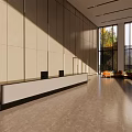 Modern Front Desk Reception Interior Design With Spacious Lobby And Natural Lighting 3d model