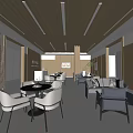 Modern Hospital Outpatient Clinic Interior With Wooden Ceiling And Waiting Area Seats