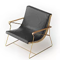 Modern Black Leather Armchair With Gold Metal Frame And Sleek Design
