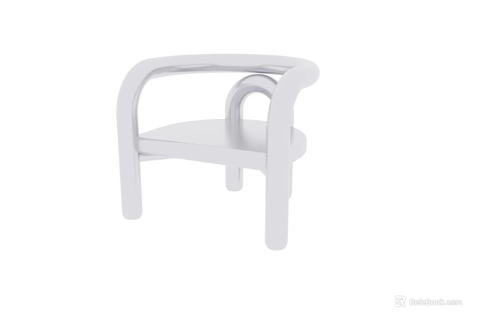 Modern White Leisure Chair with Sleek Armrests and Stylish Minimalist Design 3d model 
