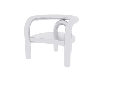 Modern White Leisure Chair with Sleek Armrests and Stylish Minimalist Design 3d model