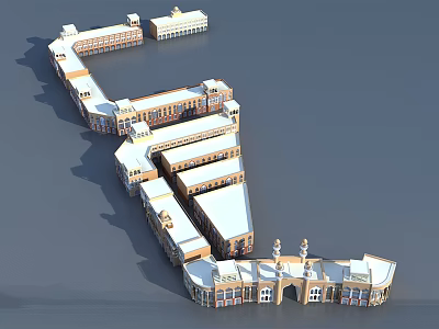 European-style commercial street Indian exotic pedestrian street commercial shopping mall 3d model