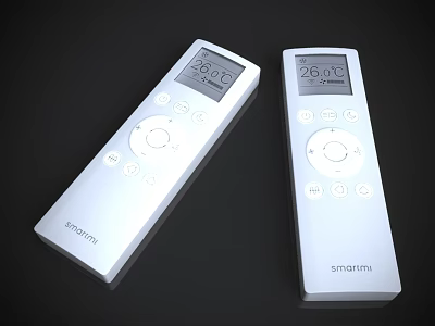 Silver Air Conditioner Remotes With Digital Displays 3d model